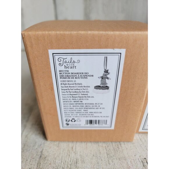 Enesco button border reindeer love mouse tails with heart ornament set Xmas - Picture 2 of 5